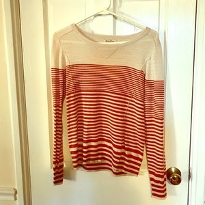 Small orange & cream striped long sleeve knit top